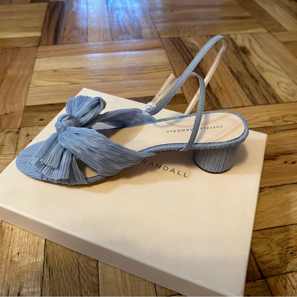 Loeffler Randall Dahlia Blue Pleated Bow Heel